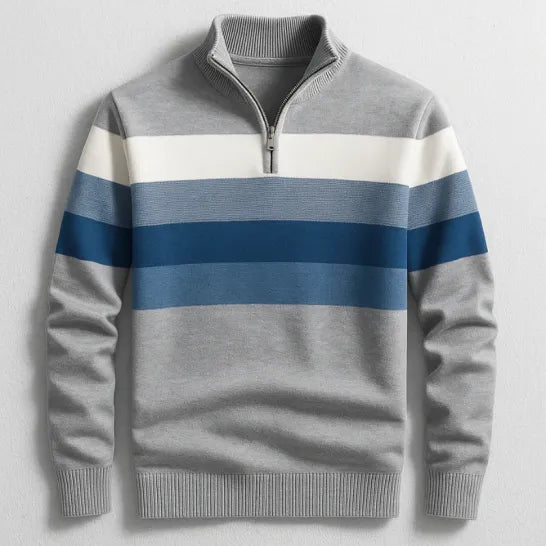 Striped Quarter Zip Sweater
