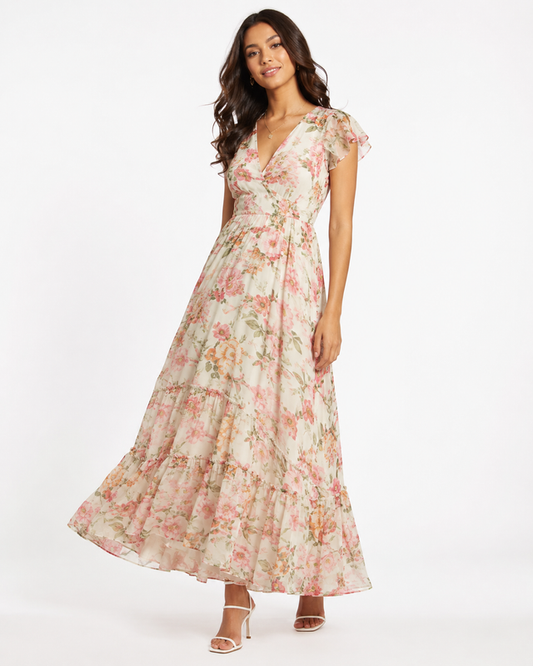 Flora Garden Maxi Dress in Cream Floral