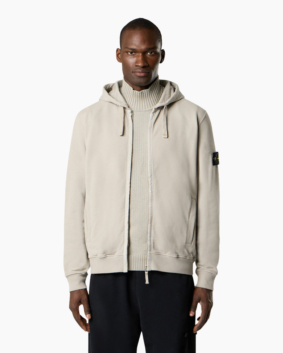 Stone Island Brushed Cotton Zip Hoodie - Navy