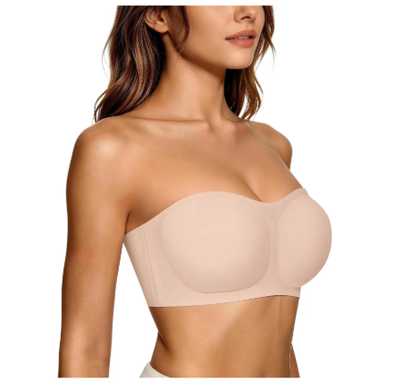 💞Womens Strapless Bras Push Up Bandeau Bra Non Slip Wireless Supportive Padded Bras Seamless Comfortable Tube Jelly Bra
