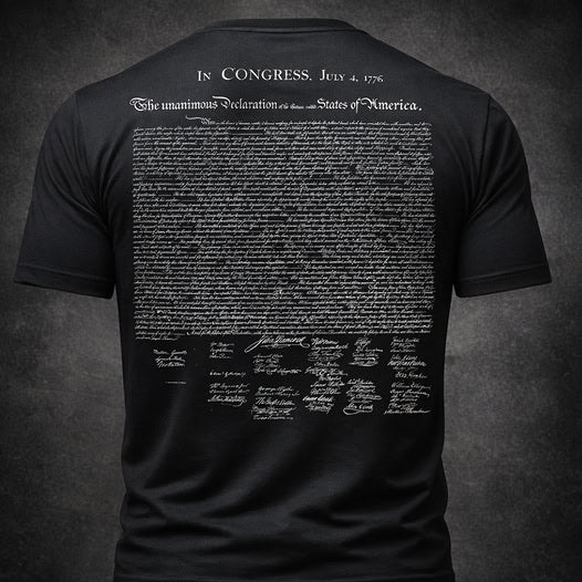 Hero Company Men's 250th Declaration Of Independence Black Tee - Helps Pair Veterans With A Service Dog or Shelter Dog