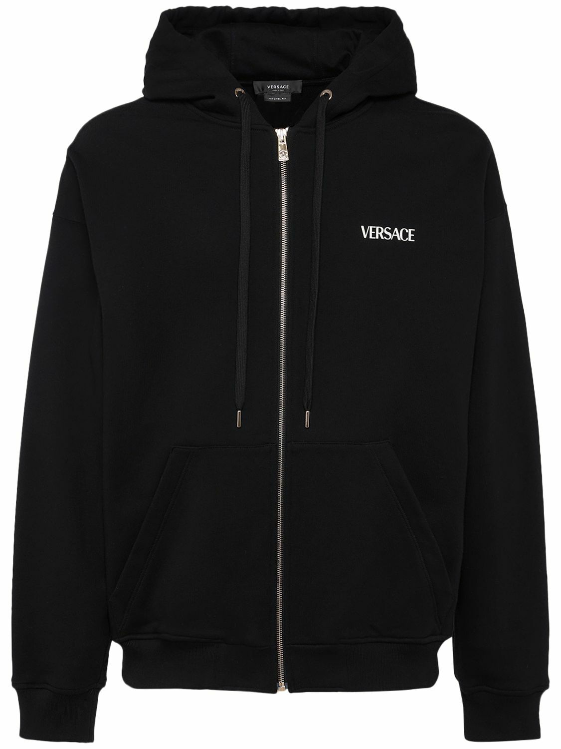 Versace Logo Zip Hoodie - Cream