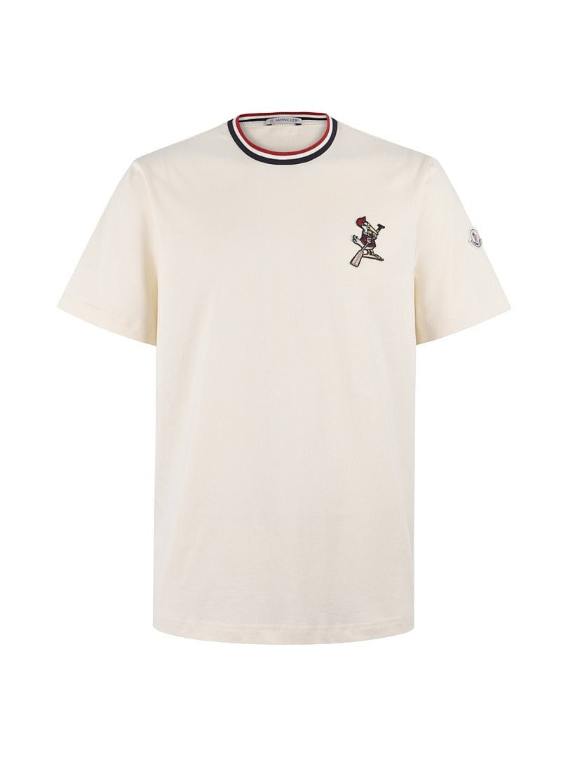 Embroidered Cotton T-Shirt with Logo Patch