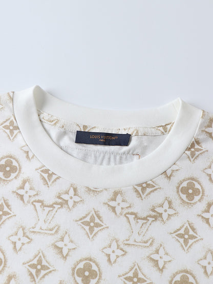 Louis Vuitton Full Print Round Neck Short Sleeves