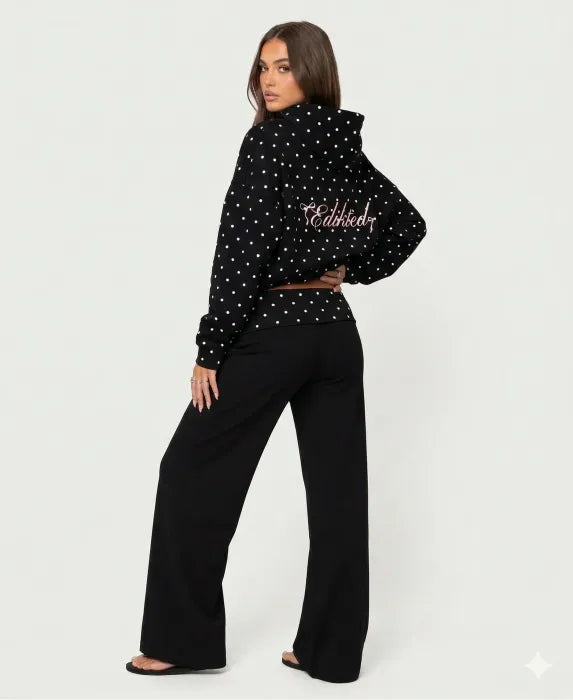 Black Polka Hoodie And Pants